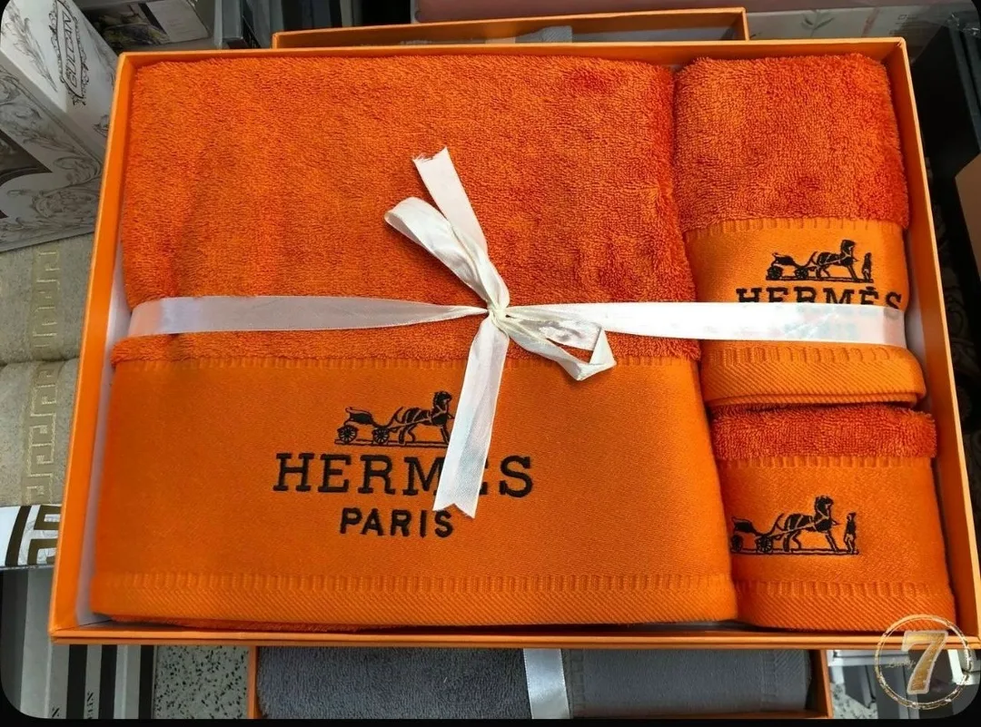 Полотенце Hermes, хлопок, из 3штук. 34x34, 50x90, 70x140 — фото 1