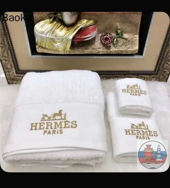 Полотенце Hermes, хлопок, из 3штук. 34x34, 50x90, 70x140 — фото 3