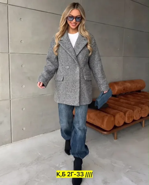 Укороченное пальто из ткани фабричного LUX-качества — фото 6