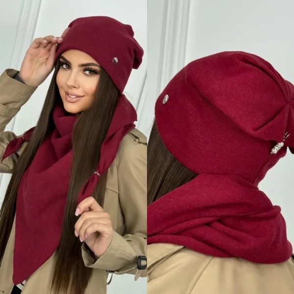 Шапка+платок женские, шерсть и акрил — фото 8