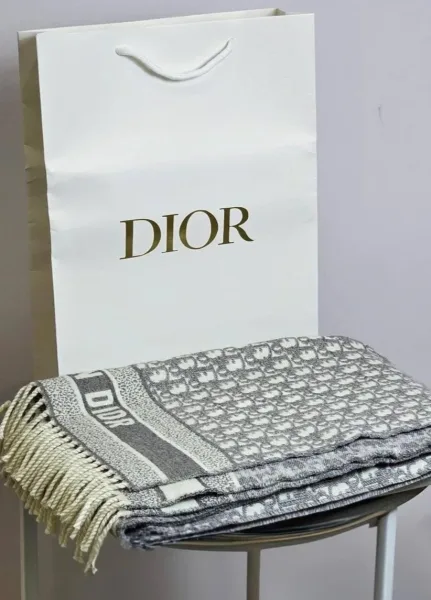 Шарф палантин Dior Oblique кашемир серый — фото 3