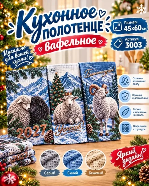 Вафельные кухонные полотенца 100 хлопок — фото 1