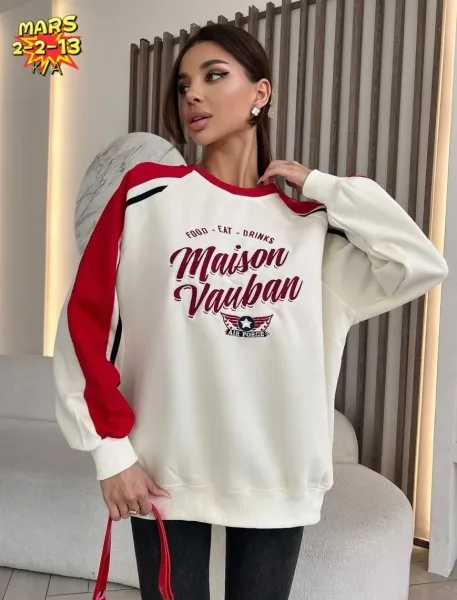 Кофта из мягкой трехнитки с круглым воротом и манжетами — фото 4