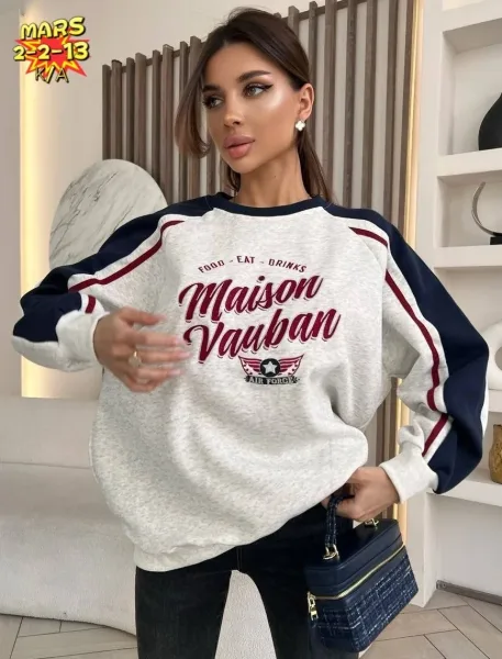 Кофта из мягкой трехнитки с круглым воротом и манжетами — фото 7