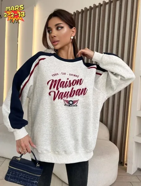 Кофта из мягкой трехнитки с круглым воротом и манжетами — фото 8