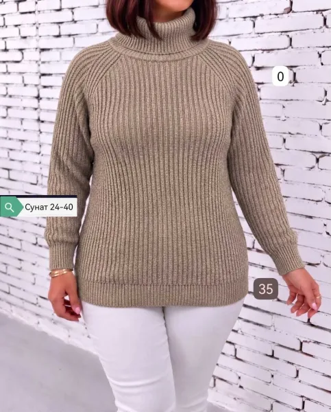 Теплый свитер из машинной крупной вязки фабричного качества — фото 5