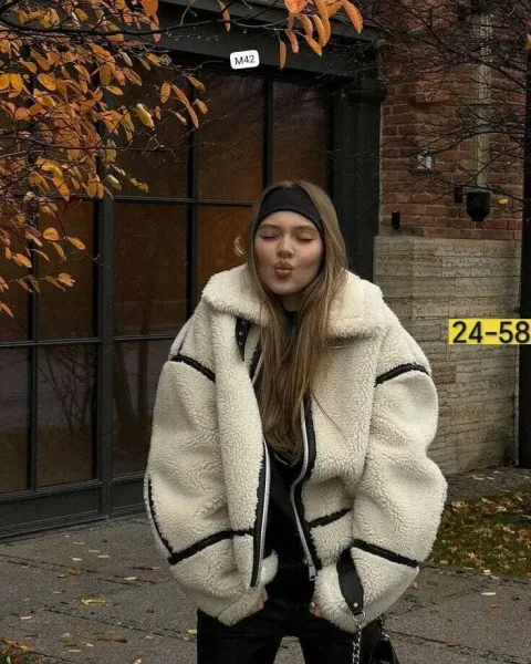 Куртка из мягкой ткани барашек тепло, комфорт и красота — фото 4