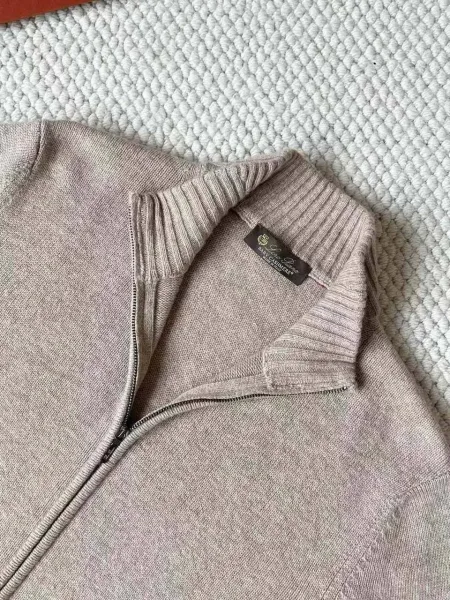 Loro Piana песочный джемпер на молнии с высоким воротником — фото 2