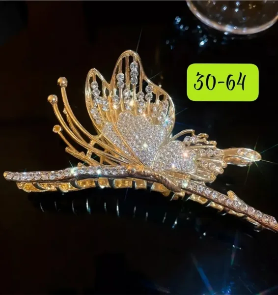 Крабик металлический бабочка со стразами — фото 4