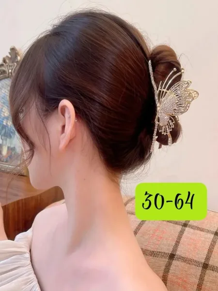 Крабик металлический бабочка со стразами — фото 5