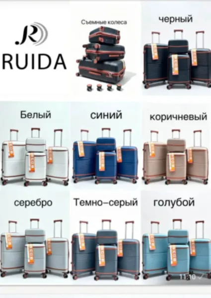 Чемодан из прочного полипропилена с двойными колёсами и телескопической ручкой — фото 2