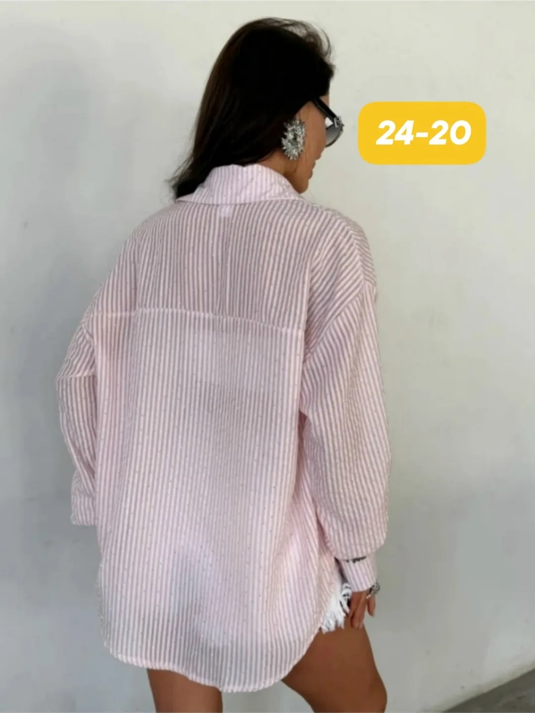 Рубашка с камушками Oversize — фото 4
