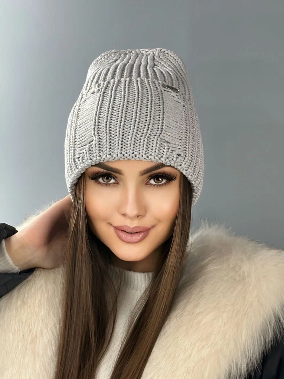 Шапка рваные на флисе . Женские — фото 8