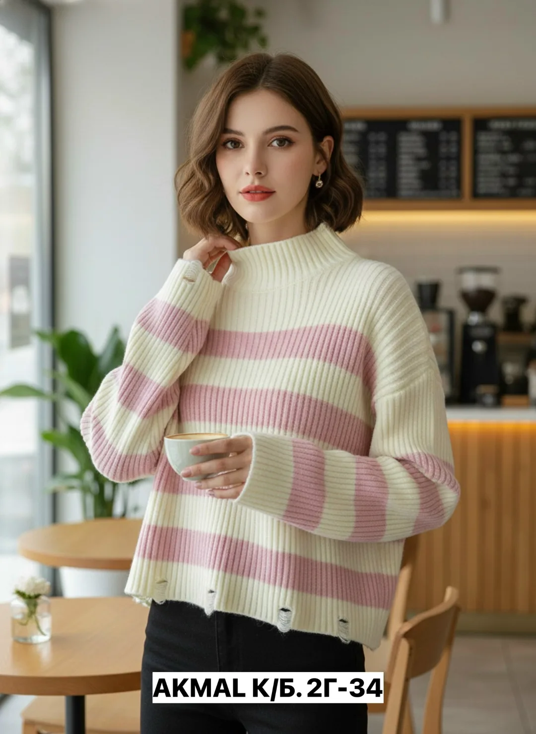 Однотонный свитер из натуральной пряжи — фото 11