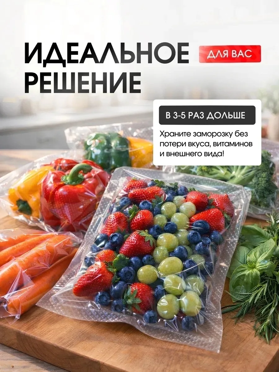 Набор рулонов для вакууматора 12, 15, 20, эффективное решение для хранения продуктов в холодильнике или морозильной каме — фото 3