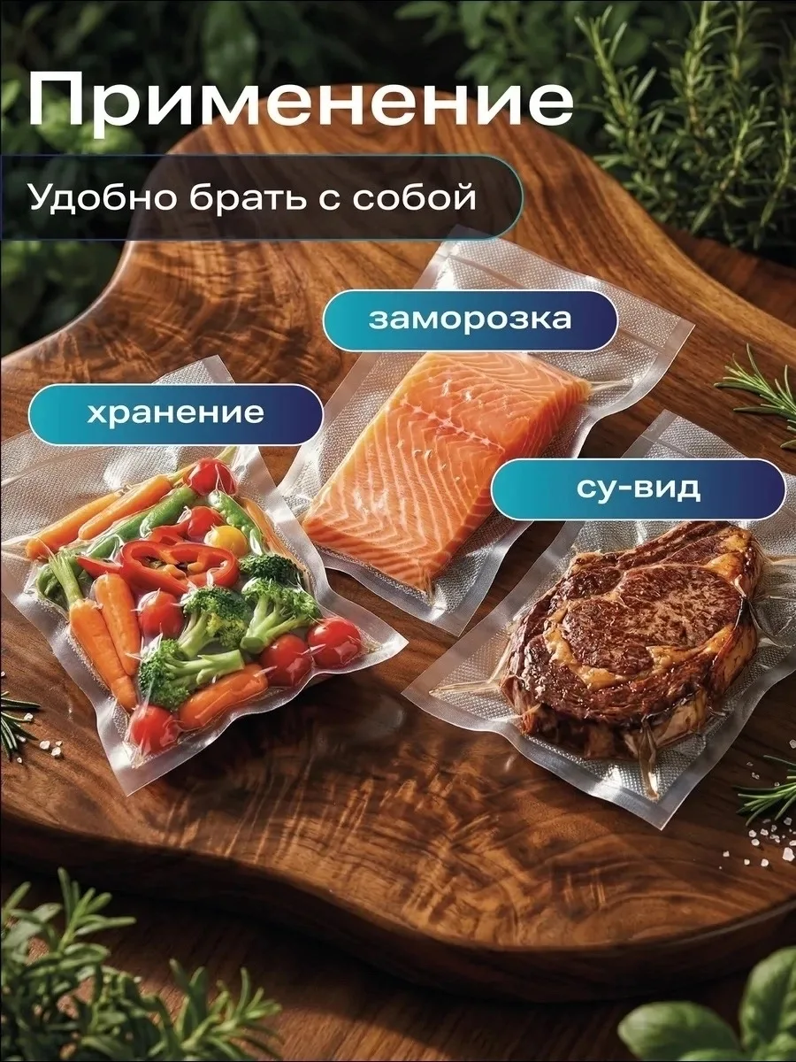 Набор рулонов для вакууматора 12, 15, 20, эффективное решение для хранения продуктов в холодильнике или морозильной каме — фото 5