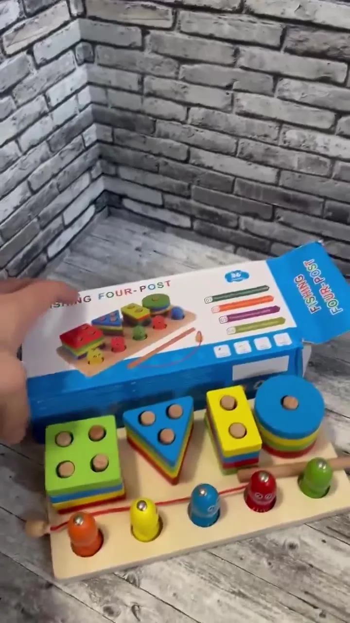 Игрушка деревянная с магнитной рыбалкой и сортером — видео