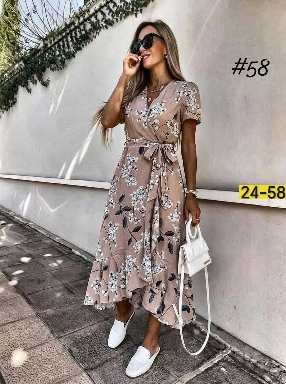 Свободное платье запах из лёгкой ткани софт — фото 5