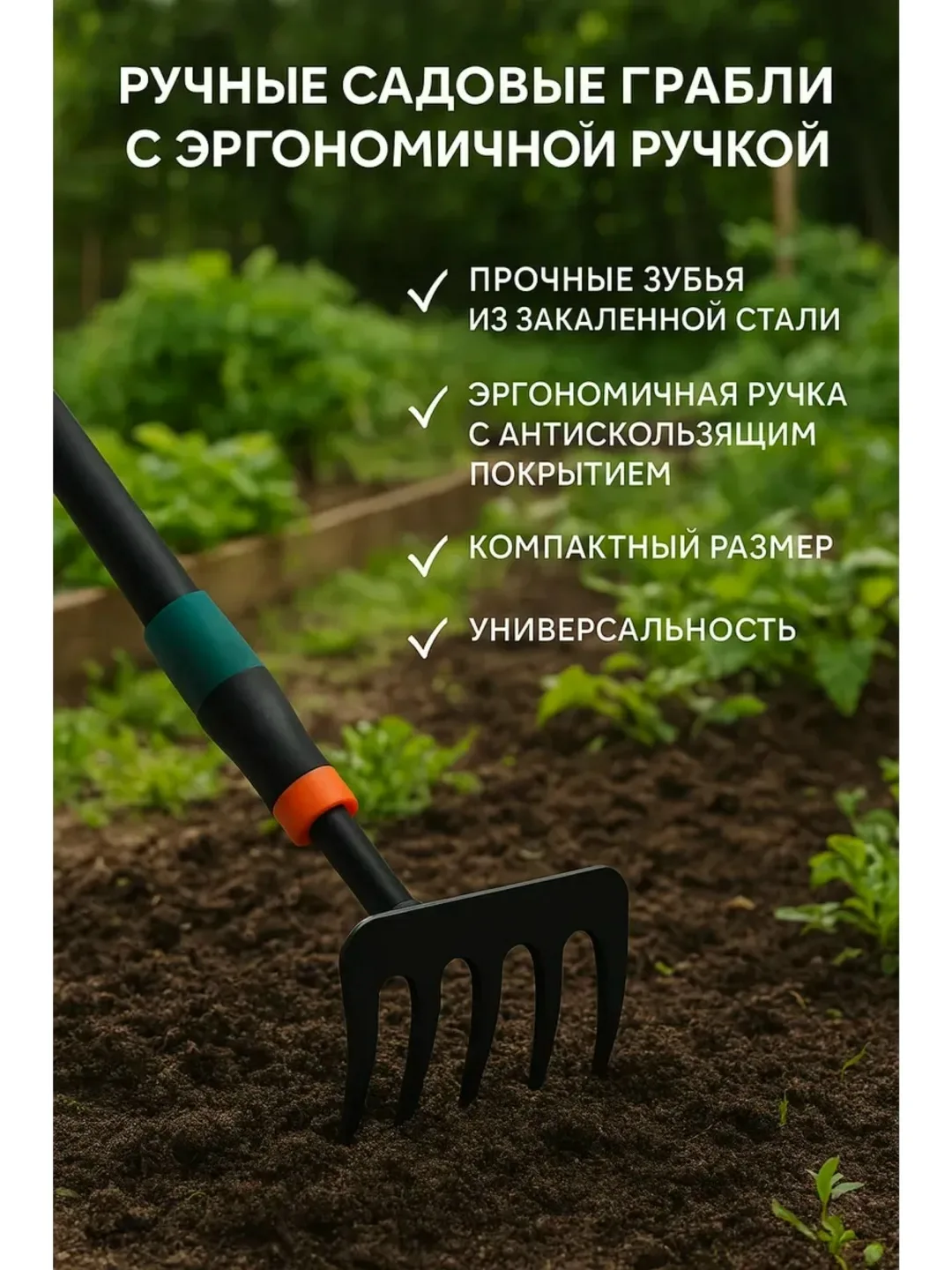 Ручные садовые грабли с эргономичной ручкой незаменимый помощник в саду — фото 2