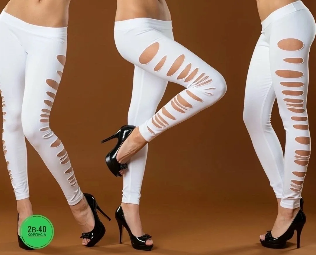 Выцветшей продукции от производителя Женский Sexy Leggings Hole Ripped — фото 4