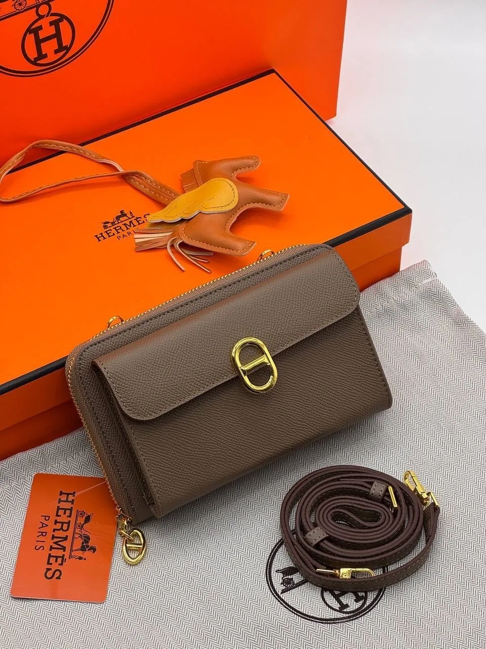 Сумка HERMES, кожа — фото 10