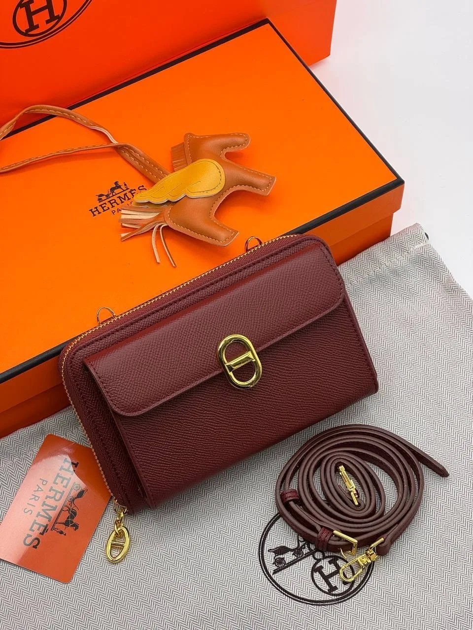 Сумка HERMES, кожа — фото 11