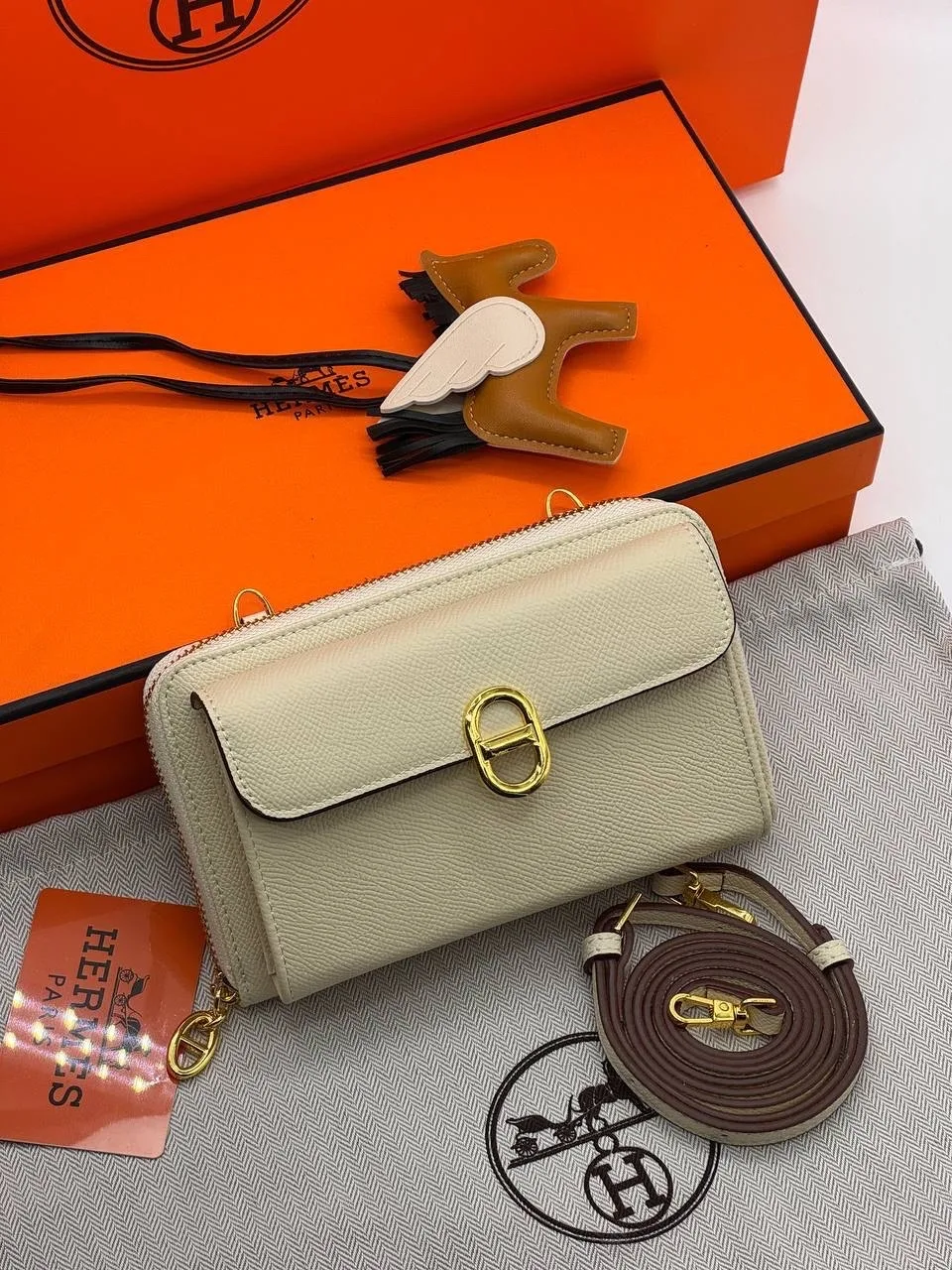 Сумка HERMES, кожа — фото 13