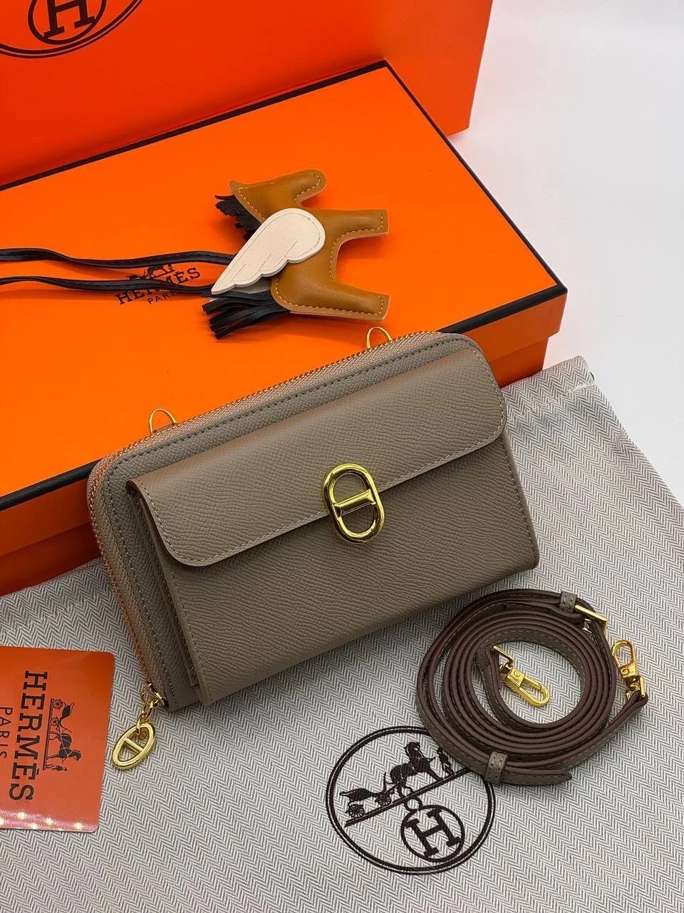 Сумка HERMES, кожа — фото 15