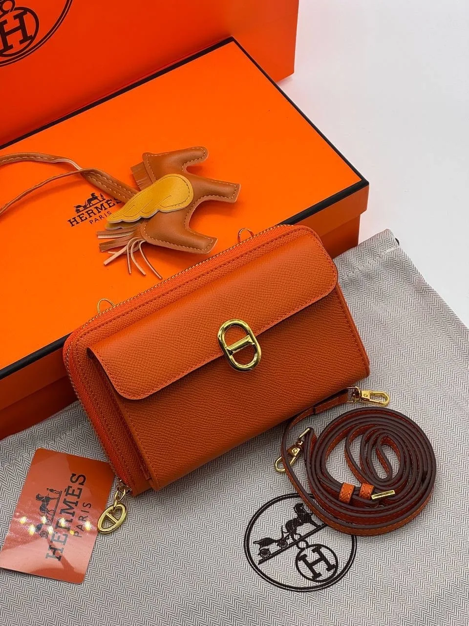 Сумка HERMES, кожа — фото 16