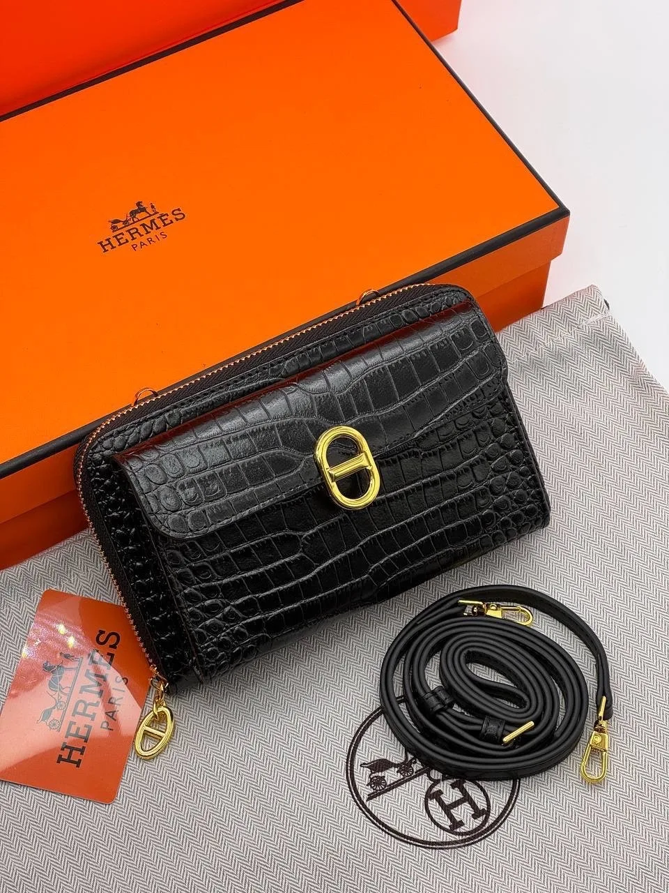 Сумка HERMES, кожа — фото 17