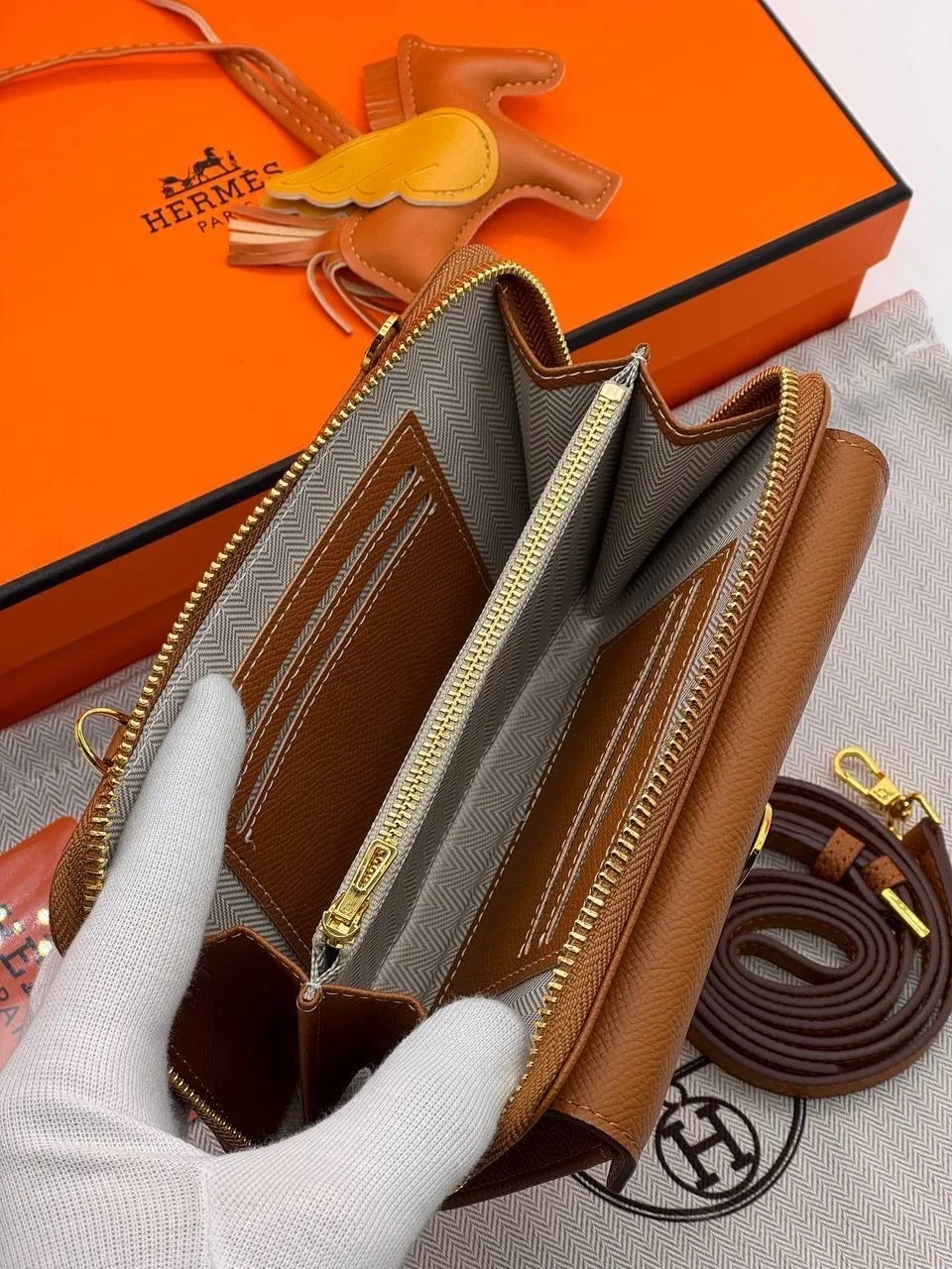 Сумка HERMES, кожа — фото 18
