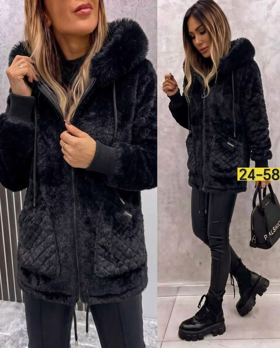 Кардиган с капюшоном из альпака — фото 1
