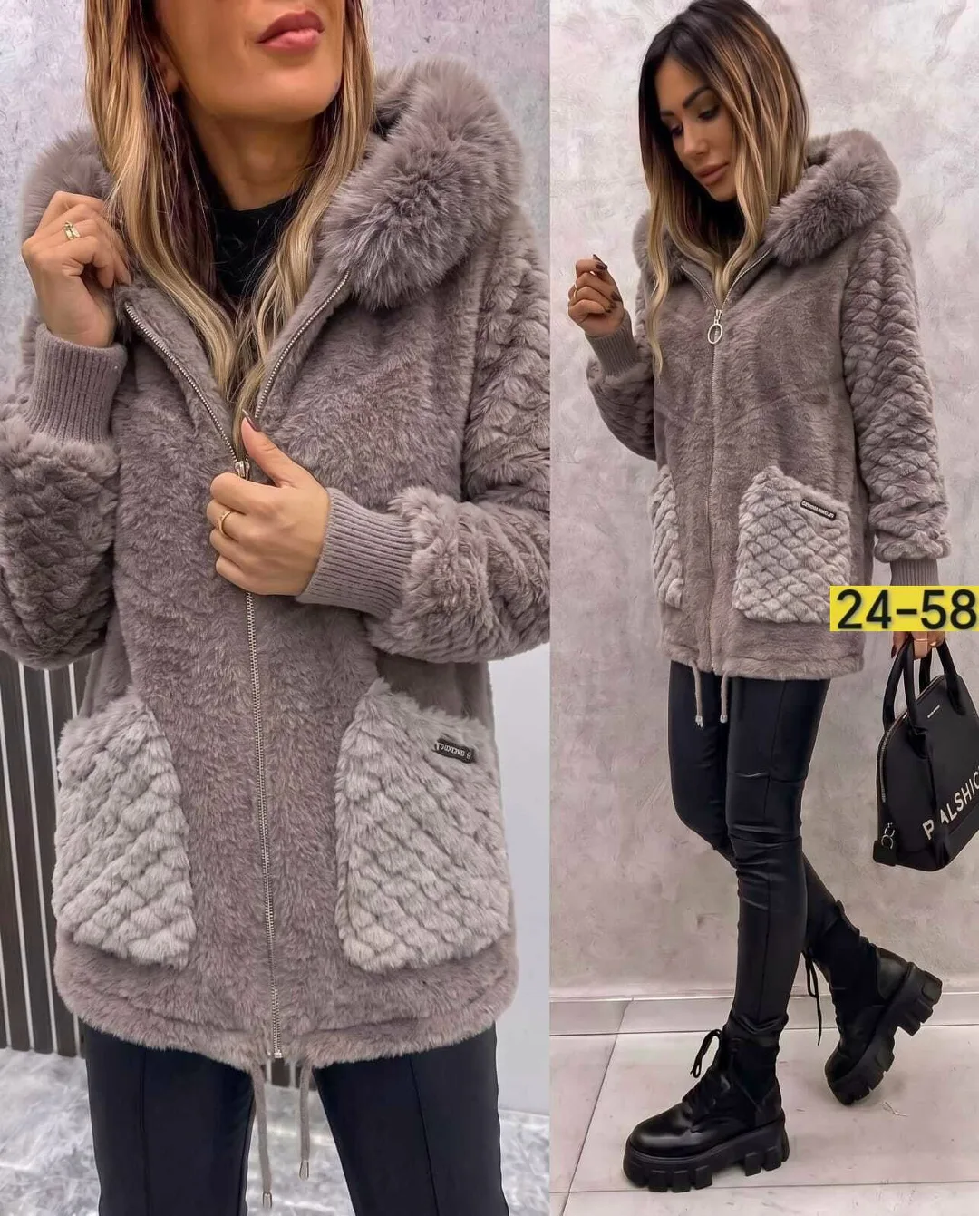 Кардиган с капюшоном из альпака — фото 6