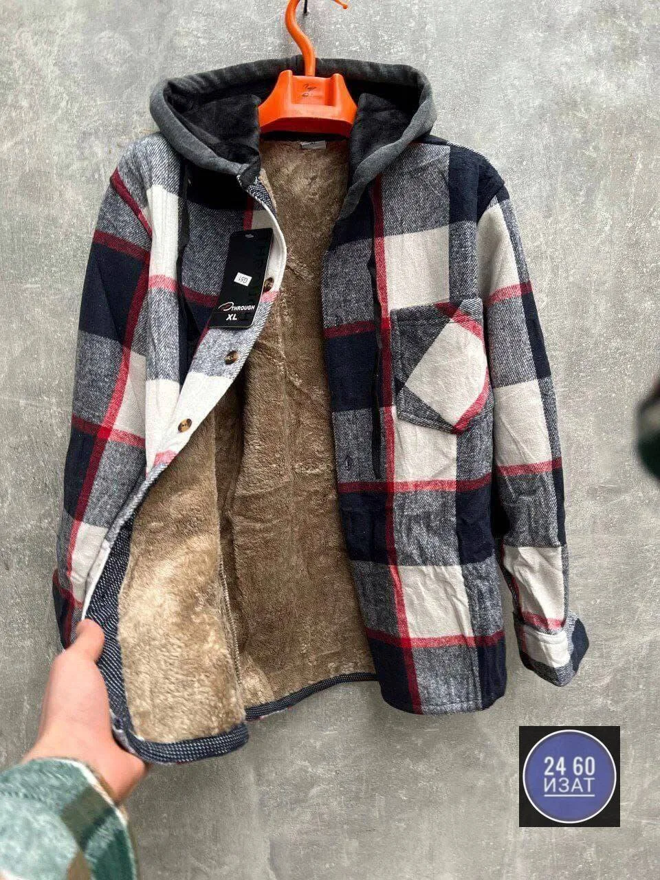 Рубашка с капюшоном кашемир с мехом UNISEX — фото 2