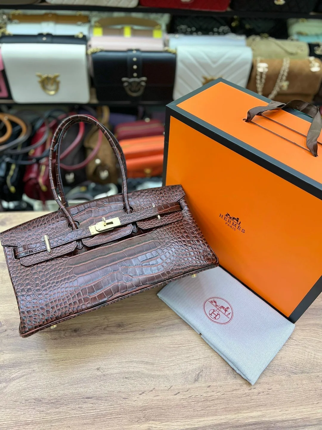 Сумка Hermes натуральная кожа — фото 6