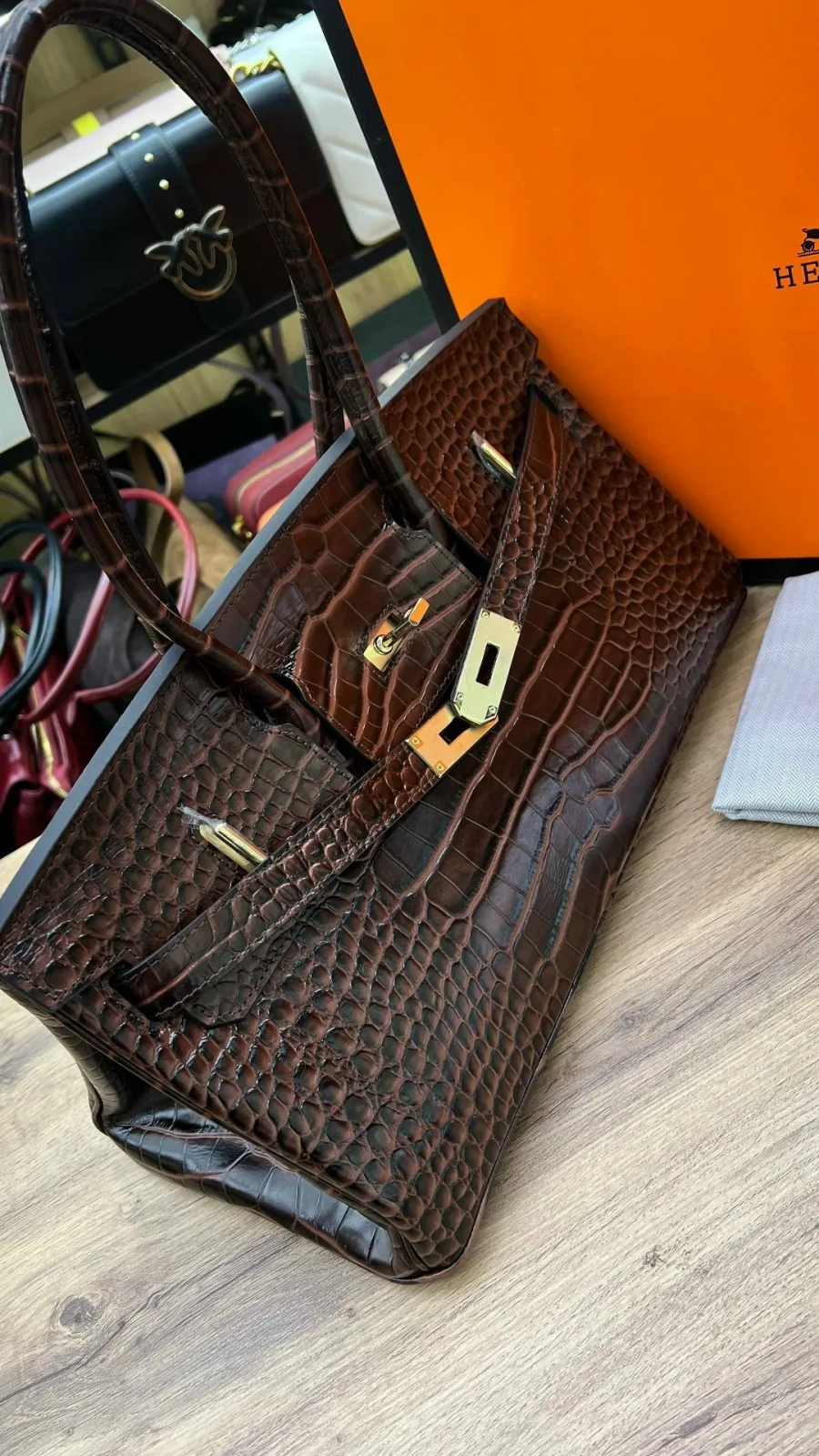 Сумка Hermes натуральная кожа — фото 7