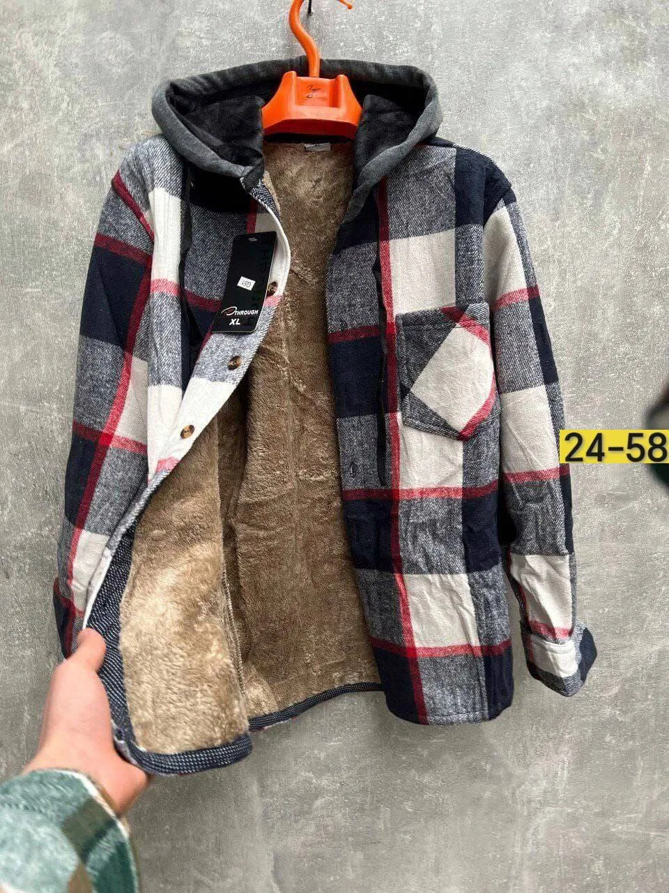Рубашка с капюшоном кашемир с мехом UNISEX — фото 1