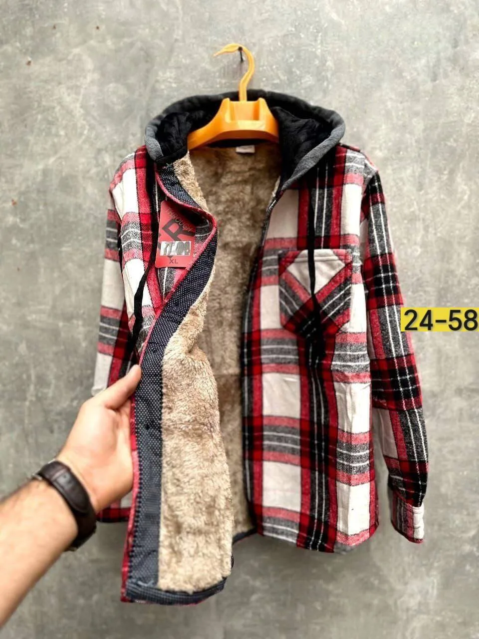 Рубашка с капюшоном кашемир с мехом UNISEX — фото 2