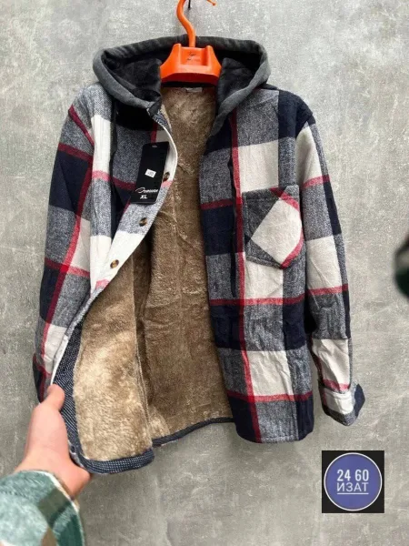 Рубашка с капюшоном кашемир с мехом UNISEX — фото 13