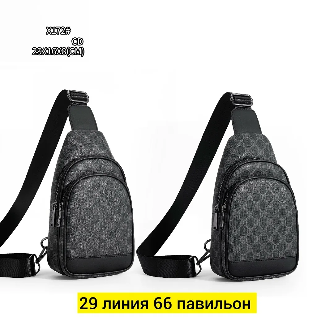 Мужская нагрудная сумка из воловьей кожи с двумя отделениями — фото 7