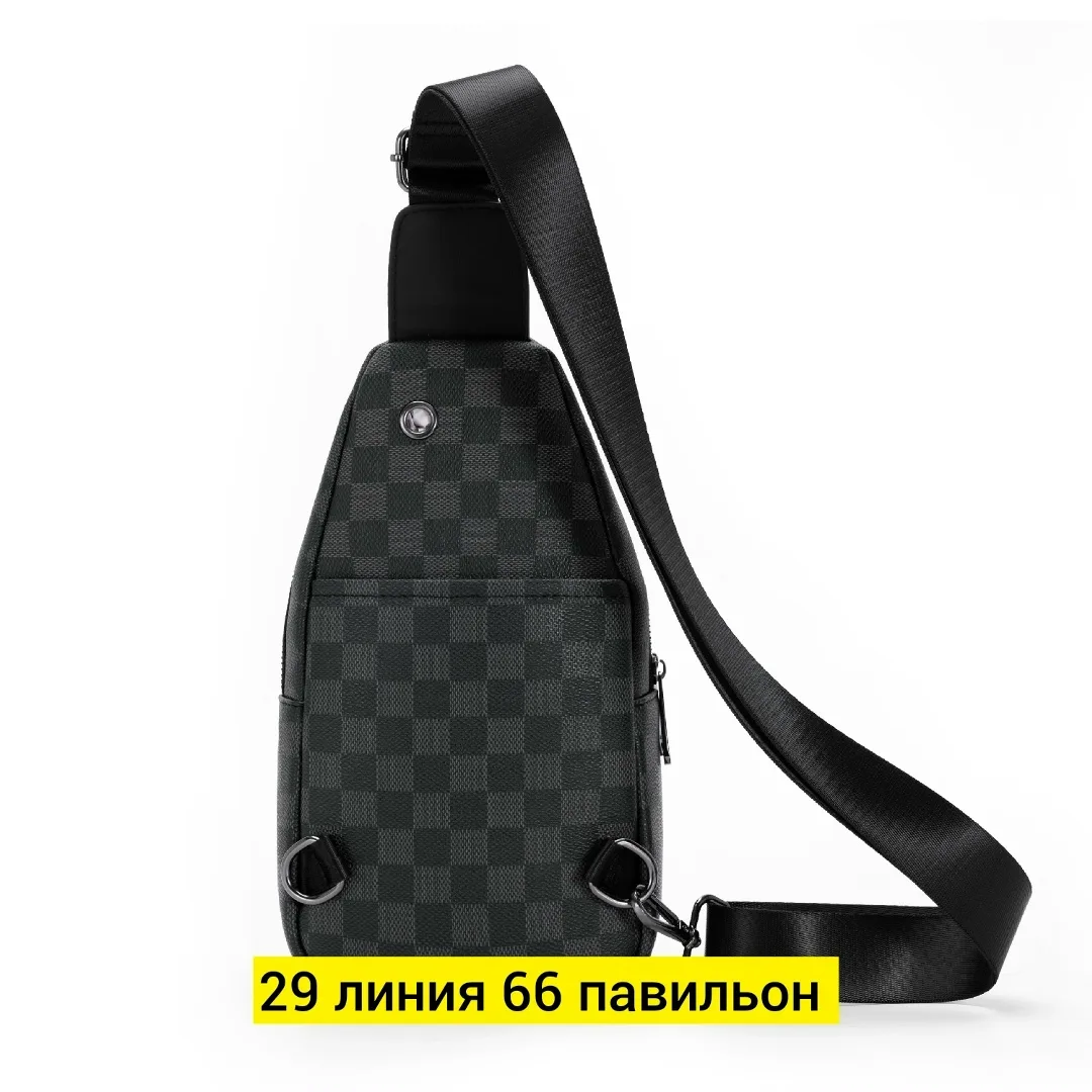 Мужская нагрудная сумка из воловьей кожи с двумя отделениями — фото 9
