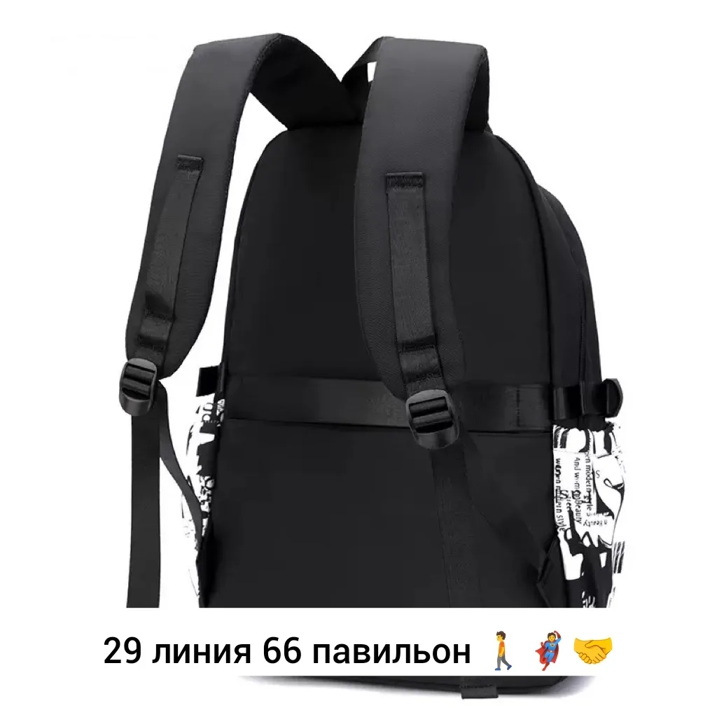 Городской рюкзак из ткани для мужчин и женщин Чёрный — фото 3