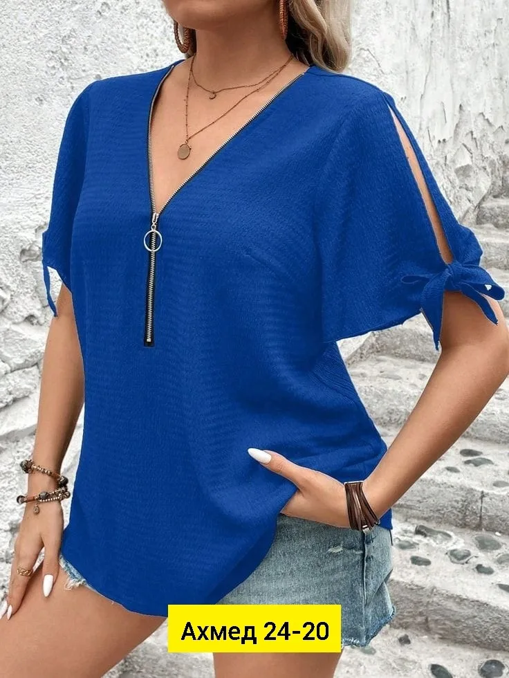 Блузка сингапур синяя — фото 1