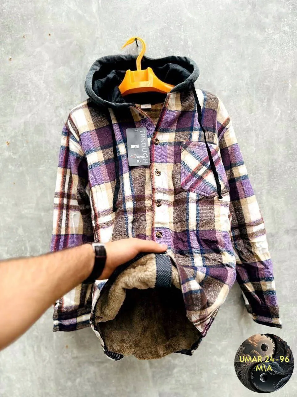 Рубашка с капюшоном кашемир с мехом UNISEX — фото 3