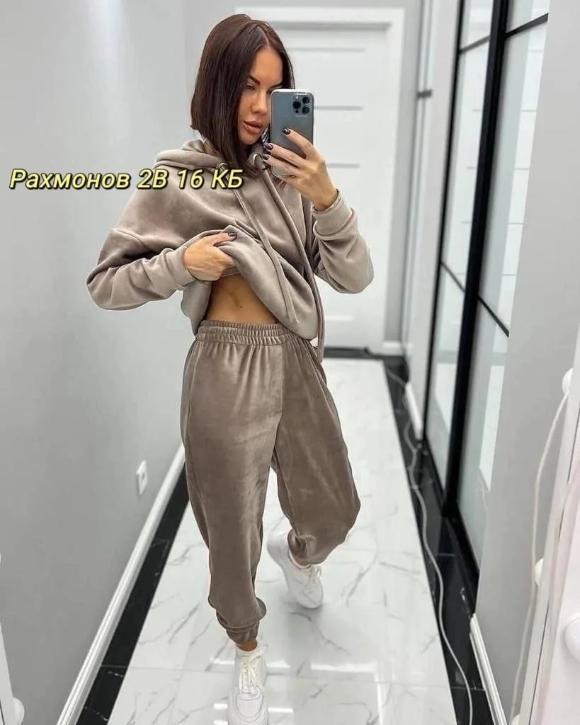 Женский велюровый костюм двойка из бамбука — фото 8