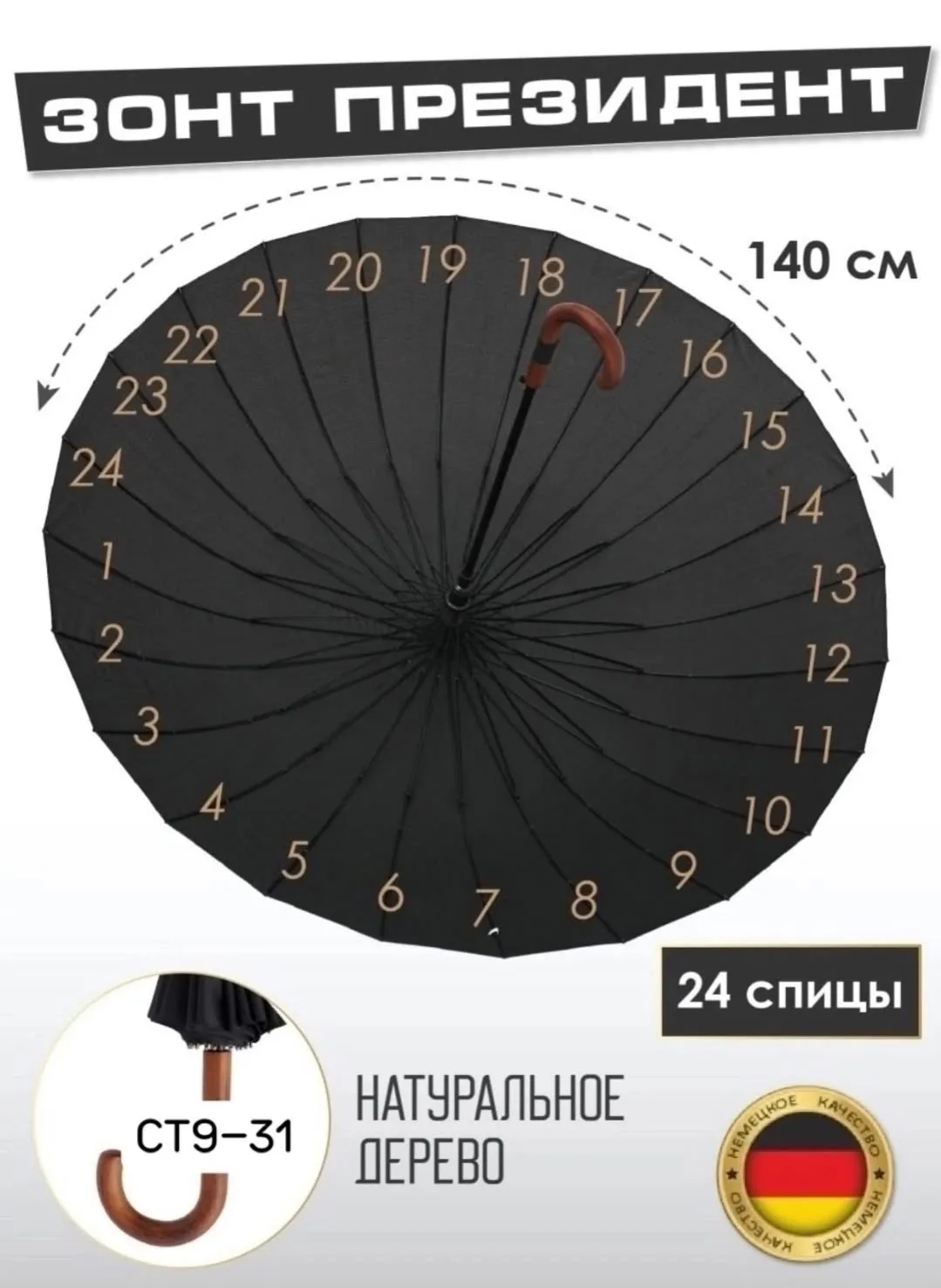 Зонт мужской трость — фото 3