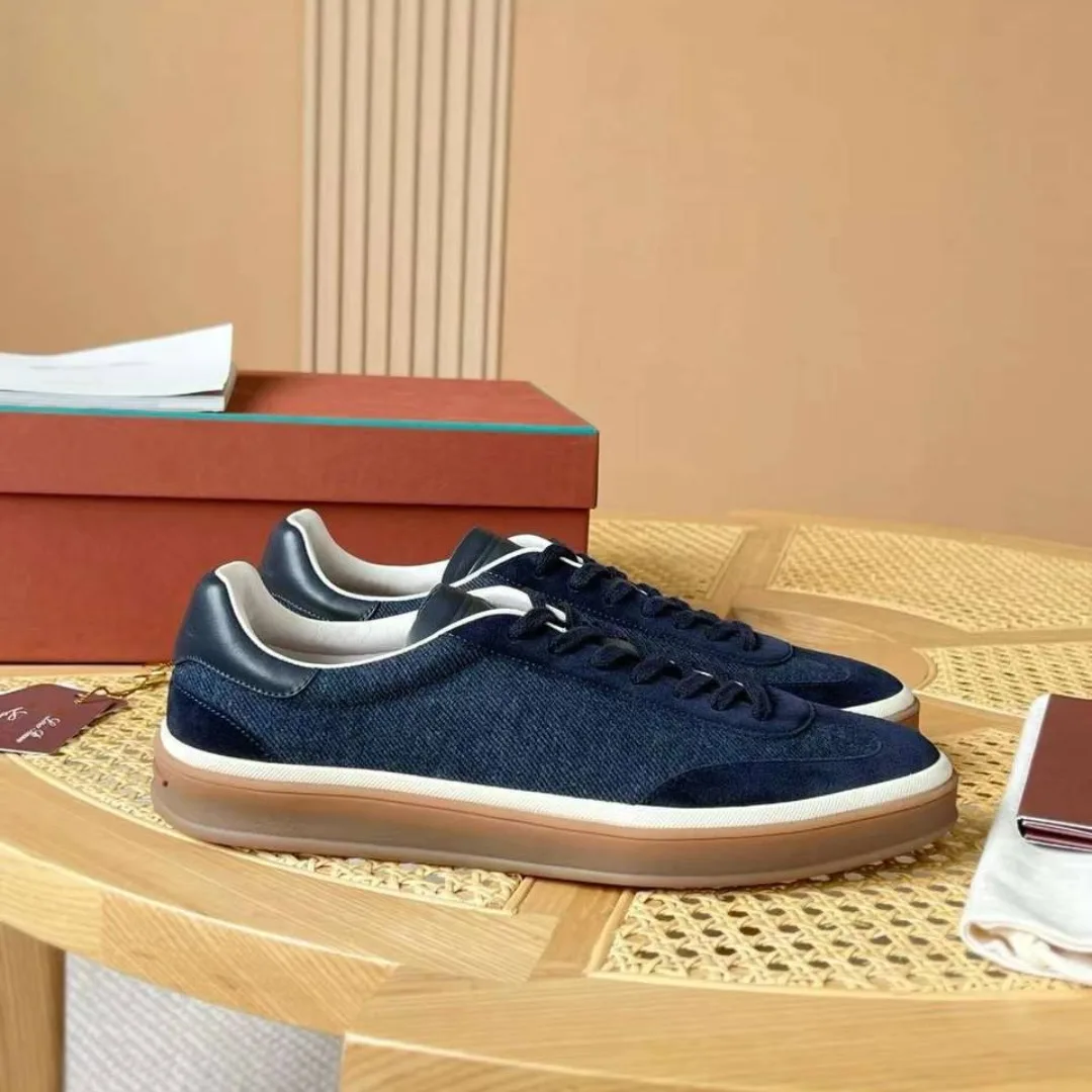 Loro Piana Tennis замшево текстильные кеды в глубоких оттенках — фото 1
