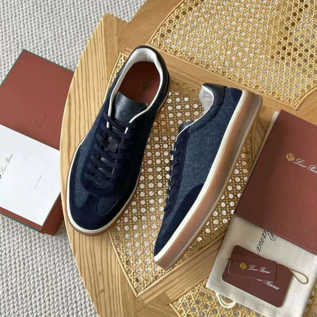 Loro Piana Tennis замшево текстильные кеды в глубоких оттенках — фото 3