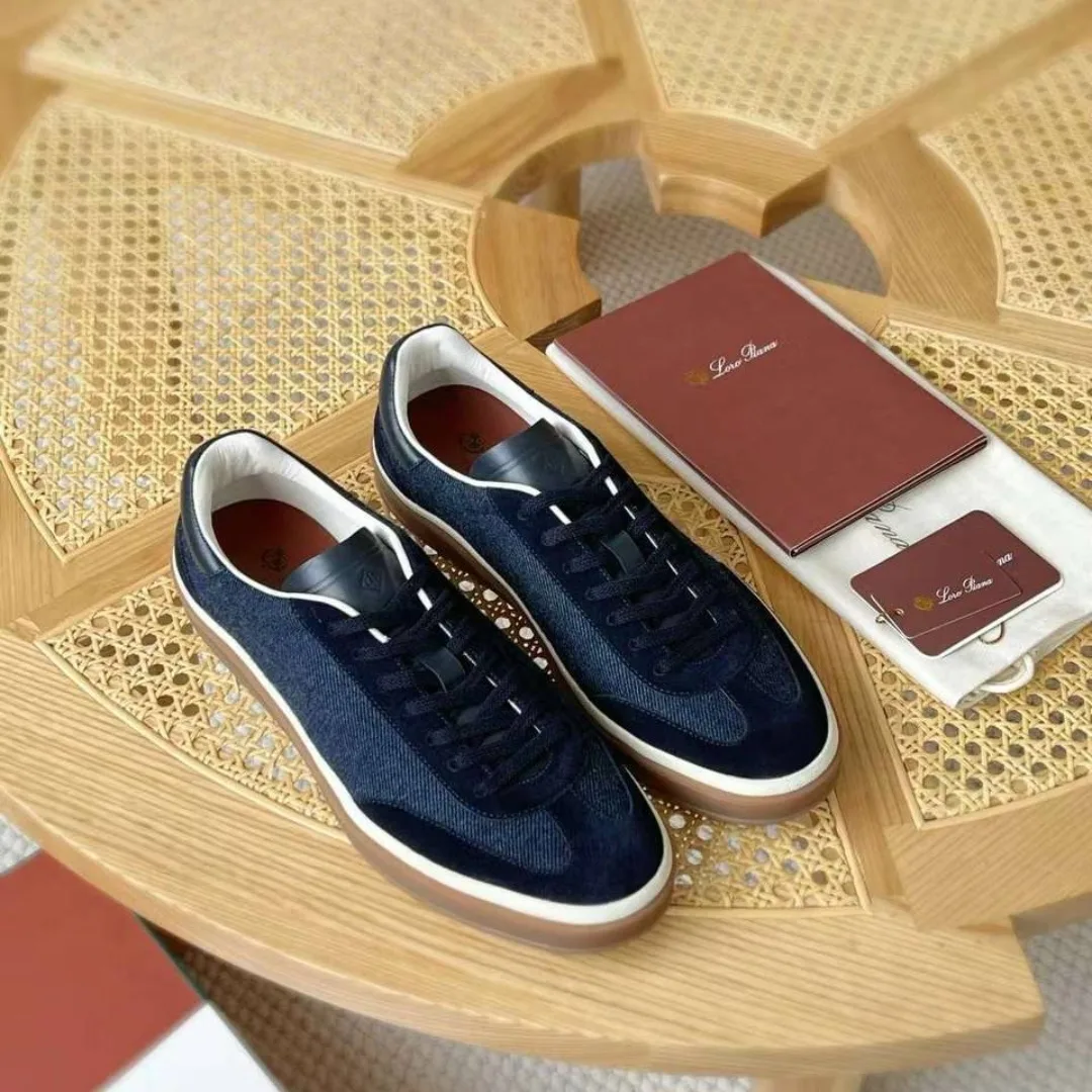 Loro Piana Tennis замшево текстильные кеды в глубоких оттенках — фото 4