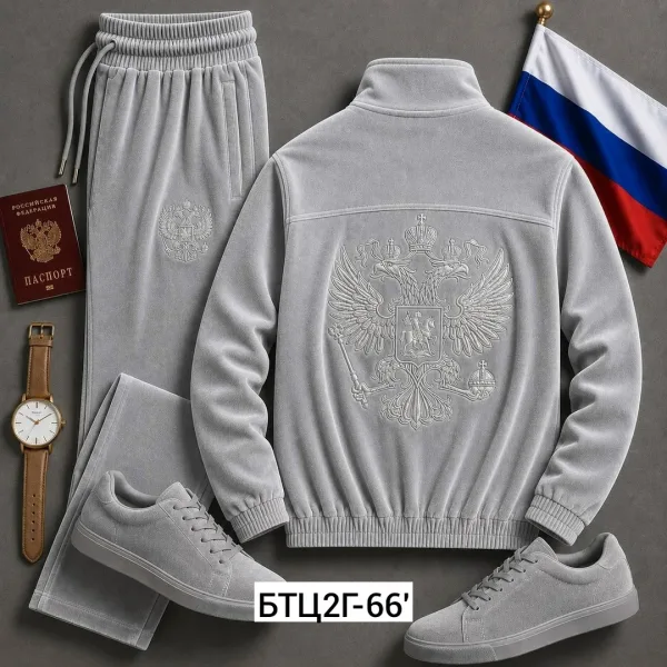 Костюм двойка, бархат, с вышивкой герба России — фото 9